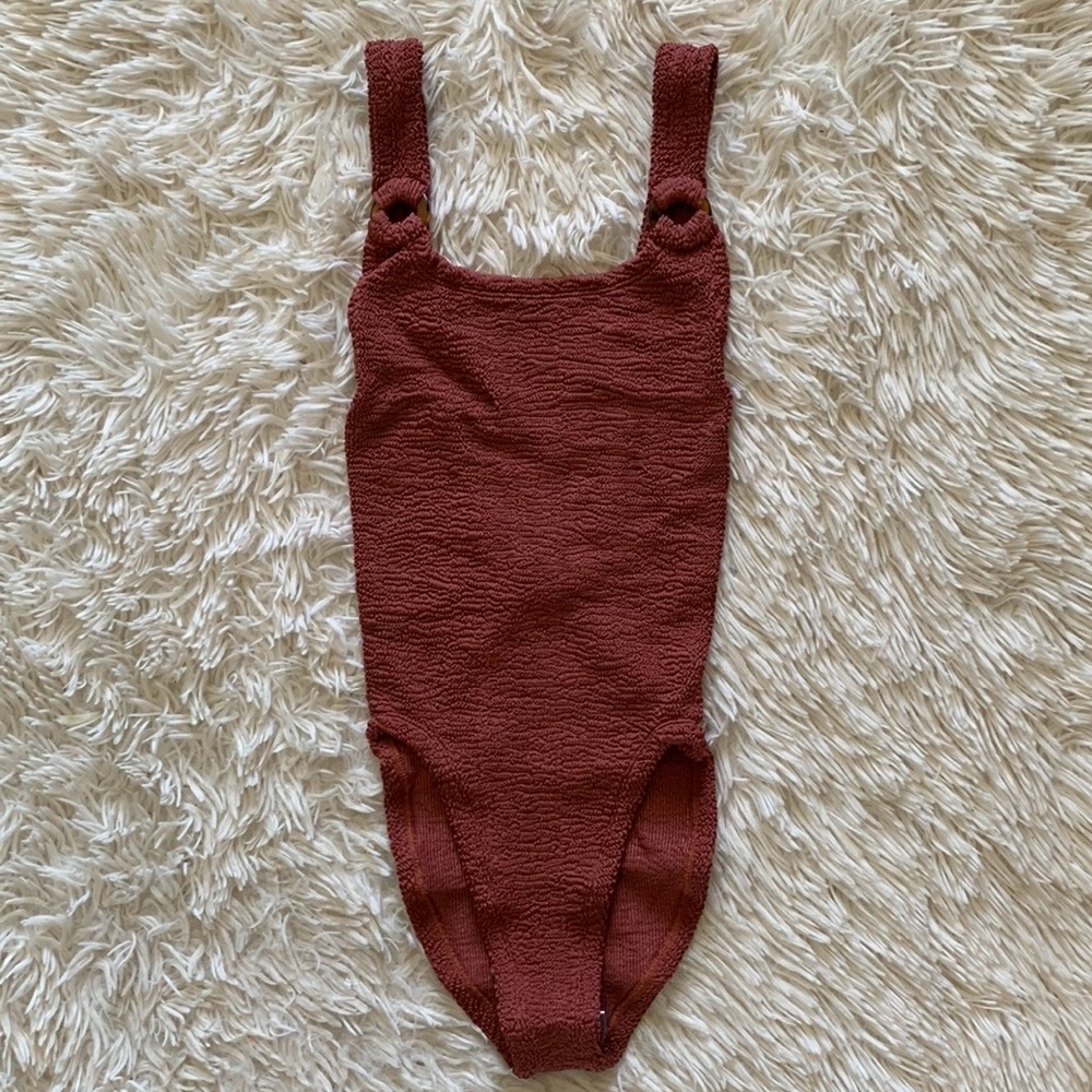NWT Hunza G Domino one piece in metallic rosewood - Picture 1 of 8